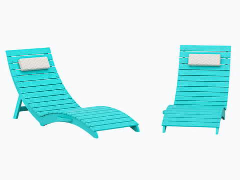 Image of AquaCurve™ AquaWave Pre-Assembled Folding Pool Lounge Chair for Tanning Ledge