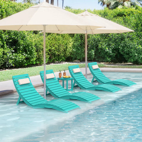 Image of AquaCurve™ AquaWave Pre-Assembled Folding Pool Lounge Chair for Tanning Ledge