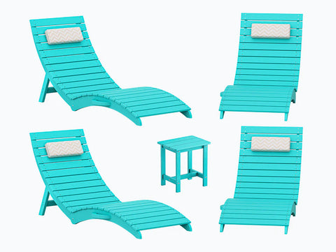 Image of AquaCurve™ AquaWave Pre-Assembled Folding Pool Lounge Chair for Tanning Ledge