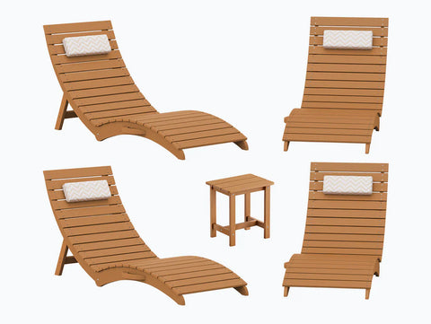 Image of AquaCurve™ AquaWave Pre-Assembled Folding Pool Lounge Chair for Tanning Ledge