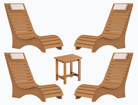 Image of AquaCurve™ AquaWave Pool Loungers in Water for Compact Tanning Ledges with Side Table