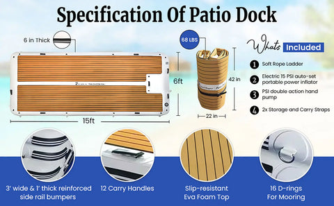 Image of Island Hopper Elite Class Patio Dock 15′ Floating Platform