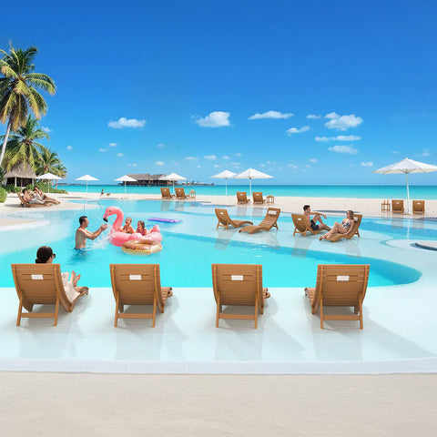 Image of AquaCurve™ AquaWave Pre-Assembled Folding Pool Lounge Chair for Tanning Ledge