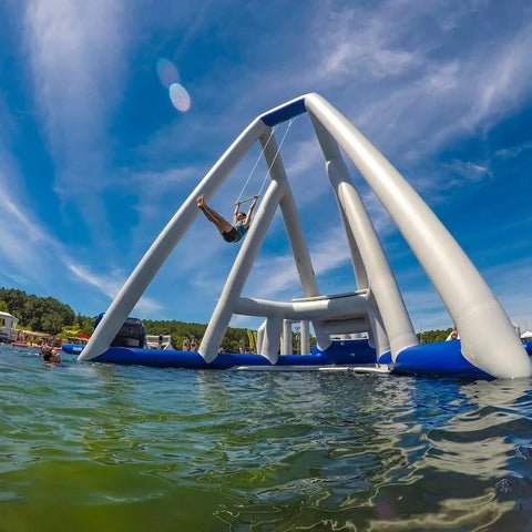Image of Aquaglide Skyrocket Inflatable Water Park with Trapeze-Style Swing