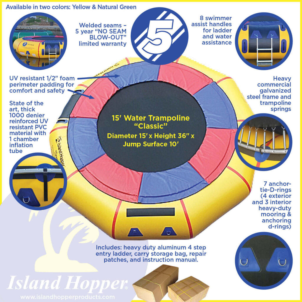15' Island Hopper "Classic" Premium Water Trampoline