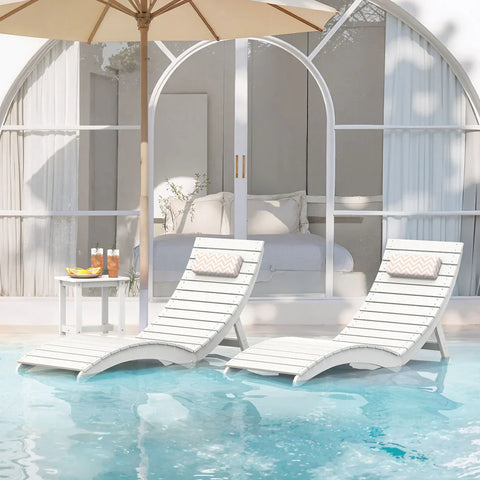 Image of AquaCurve™ AquaWave Pre-Assembled Folding Pool Lounge Chair for Tanning Ledge