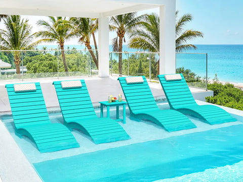Image of AquaCurve™ AquaWave In-Pool Chaise Lounge Chair and Table for Spacious Tanning Ledges