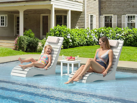 Image of AquaCurve™ AquaWave Pool Loungers in Water for Compact Tanning Ledges with Side Table