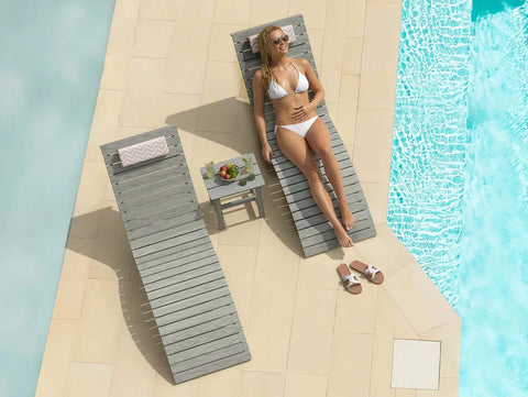 Image of AquaCurve™ AquaWave In-Pool Chaise Lounge Chair and Table for Spacious Tanning Ledges