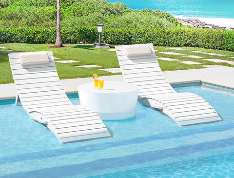 Image of AquaCurve™ AquaWave Pre-Assembled Folding Pool Lounge Chair for Tanning Ledge