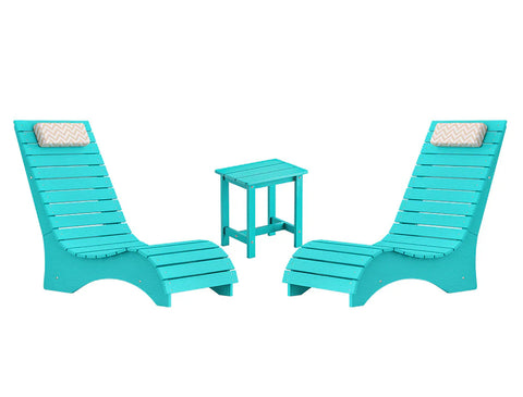 Image of AquaCurve™ AquaWave Pool Loungers in Water for Compact Tanning Ledges with Side Table