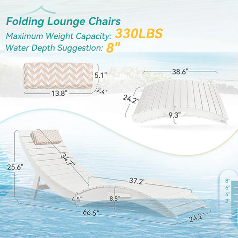 Image of AquaCurve™ AquaWave Pre-Assembled Folding Pool Lounge Chair for Tanning Ledge
