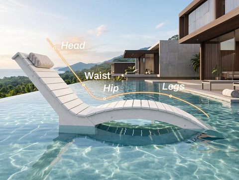 Image of AquaCurve™ AquaWave In-Pool Chaise Lounge Chair and Table for Spacious Tanning Ledges