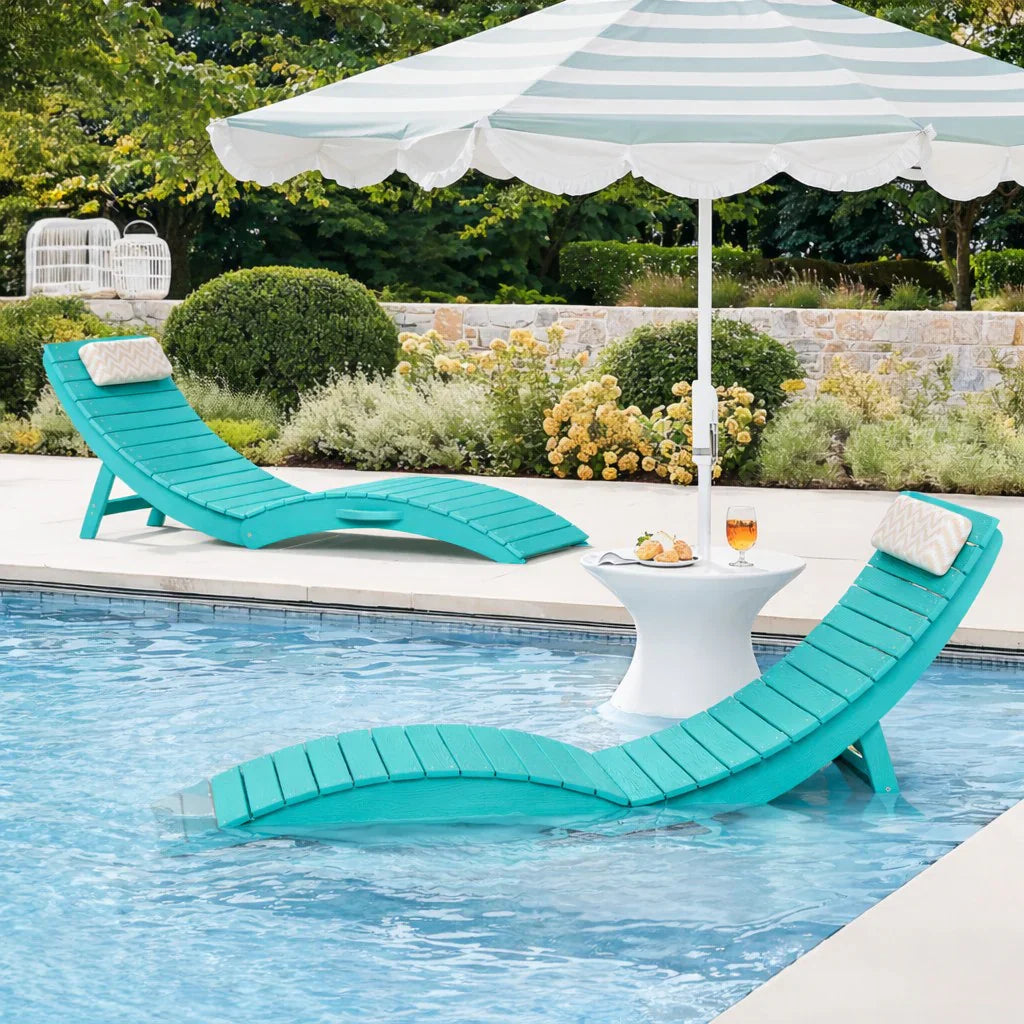 AquaCurve™ AquaWave Pre-Assembled Folding Pool Lounge Chair for Tanning Ledge