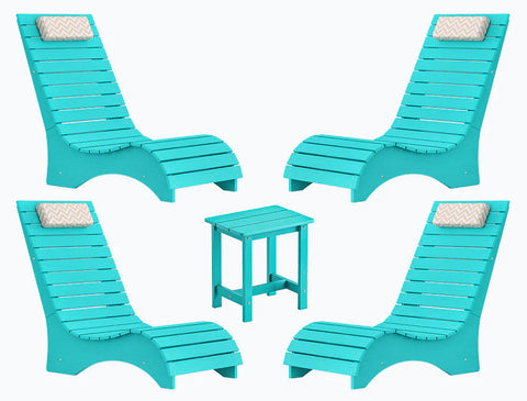Image of AquaCurve™ AquaWave Pool Loungers in Water for Compact Tanning Ledges with Side Table