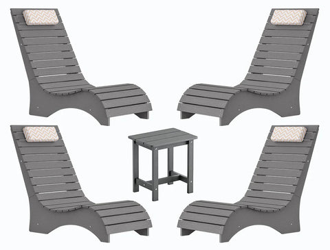 Image of AquaCurve™ AquaWave Pool Loungers in Water for Compact Tanning Ledges with Side Table