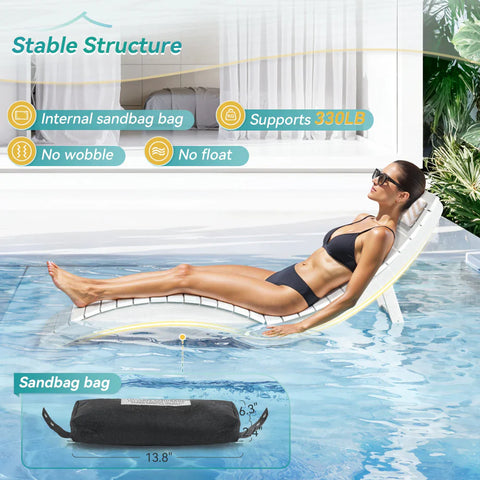 Image of AquaCurve™ AquaWave Pre-Assembled Folding Pool Lounge Chair for Tanning Ledge