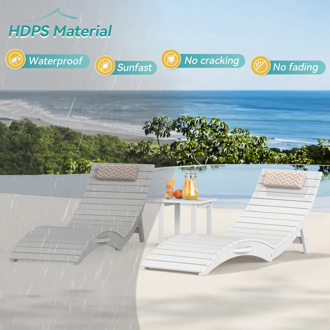 AquaCurve™ AquaWave Pre-Assembled Folding Pool Lounge Chair for Tanning Ledge