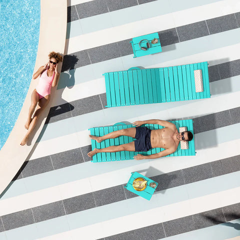 Image of AquaCurve™ AquaWave Pre-Assembled Folding Pool Lounge Chair for Tanning Ledge