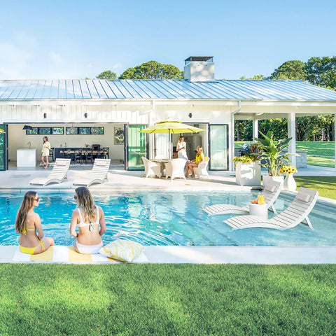 Image of AquaCurve™ AquaWave Pre-Assembled Folding Pool Lounge Chair for Tanning Ledge