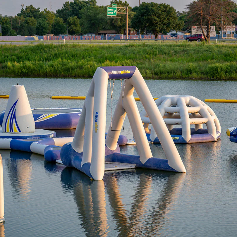 Aquaglide Catapult Inflatable Water Park with Trapeze-Style Swing