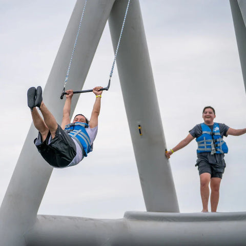 Image of Aquaglide Skyrocket Inflatable Water Park with Trapeze-Style Swing
