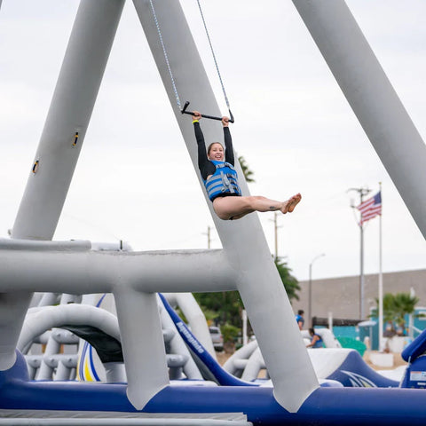 Image of Aquaglide Skyrocket Inflatable Water Park with Trapeze-Style Swing