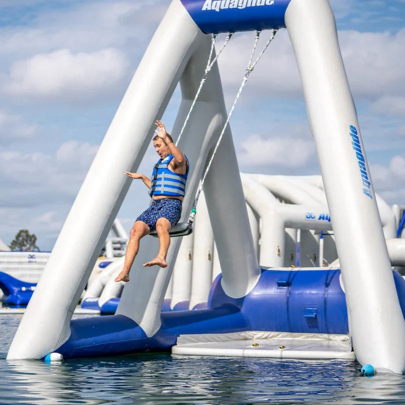 Aquaglide Catapult Inflatable Water Park with Trapeze-Style Swing