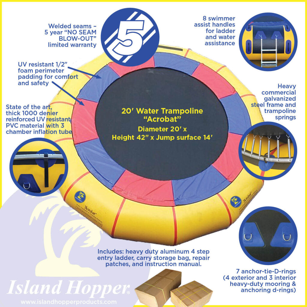 20' Island Hopper "Acrobat" Premium Water Trampoline